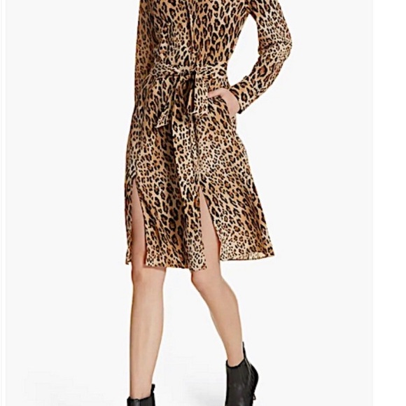 FRAME Sgt. Pepper Silk Leopard Pattern Dress, Sz L - Picture 1 of 7